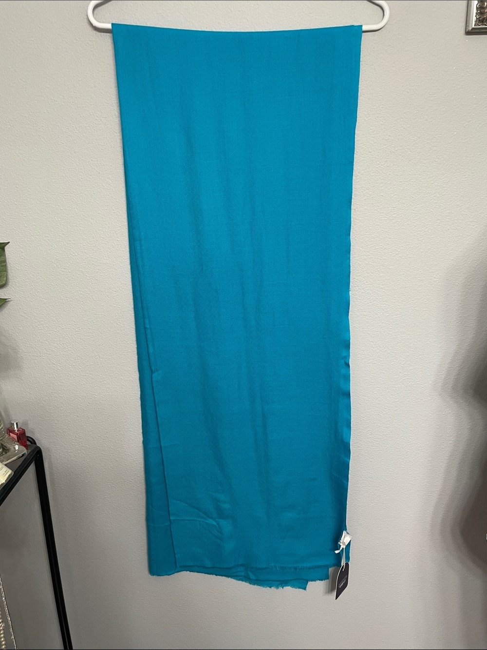 NWT PASSAGE 100% Himalayan Cashmere Scarf Wrap Turquoise Blue 28”x77”